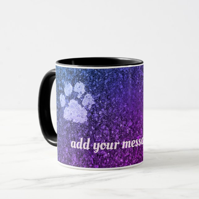 Dog Paw Prints Paint on Asphalt Add Your Message Mug (Front Left)