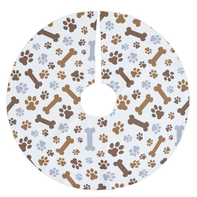 Dog Paw Prints Pattern Brushed Polyester Tree Skirt (Front)