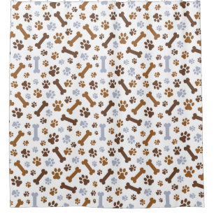 Dog Paw Prints Pattern Shower Curtain