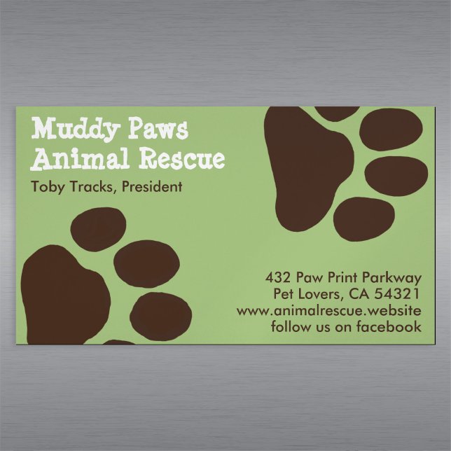 Dog Paw Prints - Pet Services Magnetic Business Card (Creator Uploaded)