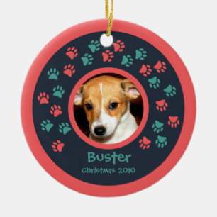 Dog Paw Prints Photo Ornament