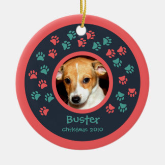 Dog Paw Prints Photo Ornament