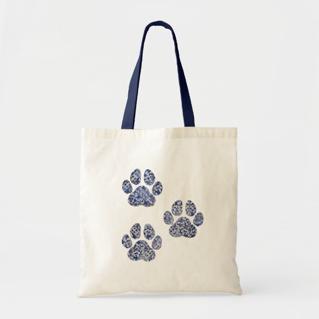 Dog Paw Prints - Portuguese Tiles Tote Bag (Front)