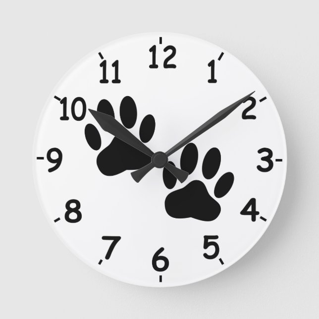 Dog Paw Prints Round Clock (Front)