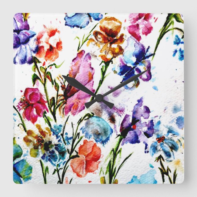 DOG PAW PRINTS SQUARE WALL CLOCK (Front)