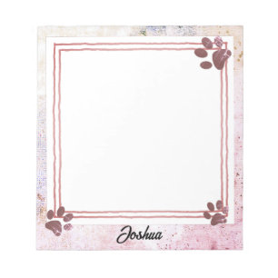 dog paw prints watercolor design personalized notepad
