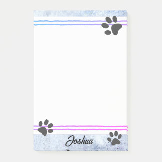 dog paw prints watercolor design personalized post-it notes