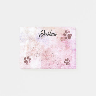 dog paw prints watercolor design personalized  post-it notes