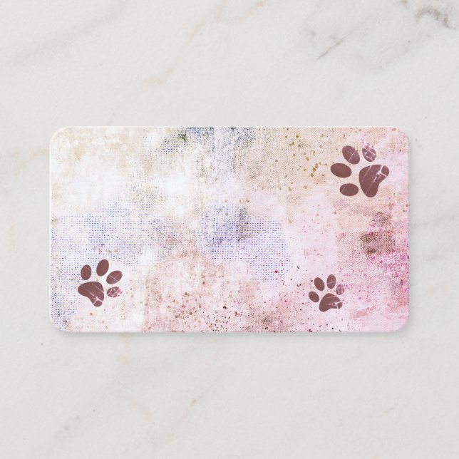 dog paw prints watercolor splatter paint design  business card (Front)