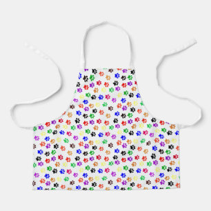 Dog Paw Prints With Basic Colours Apron
