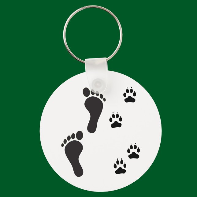 Dog paw prints with Human foot print Key Ring (Creator Uploaded)