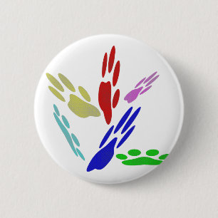 Dog Paw Prints With Polka Dots 6 Cm Round Badge