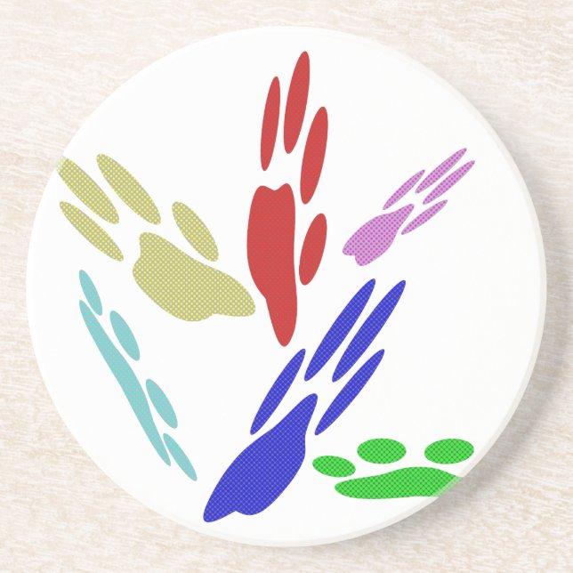 Dog Paw Prints With Polka Dots Coaster (Front)