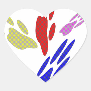 Dog Paw Prints With Polka Dots Heart Sticker