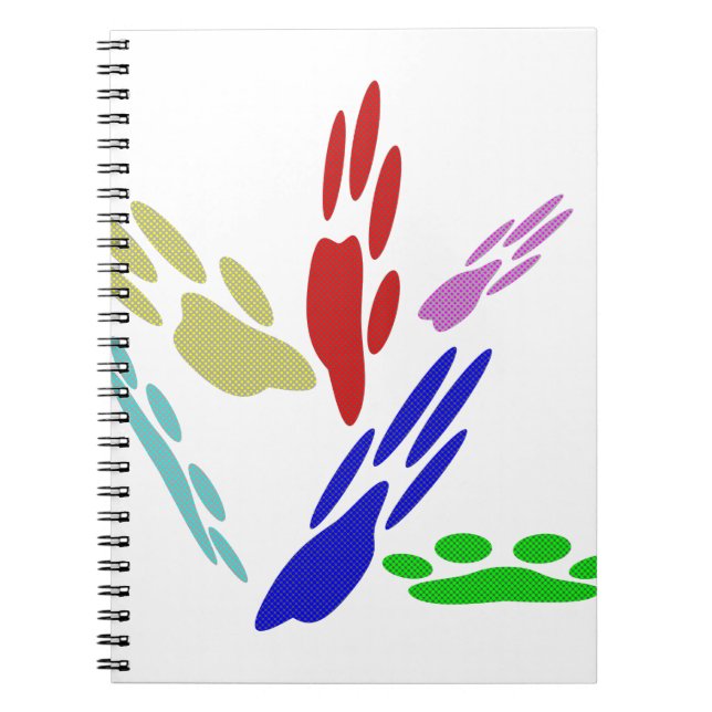 Dog Paw Prints With Polka Dots Notebook (Front)