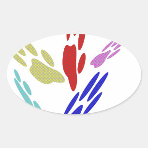 Dog Paw Prints With Polka Dots Oval Sticker