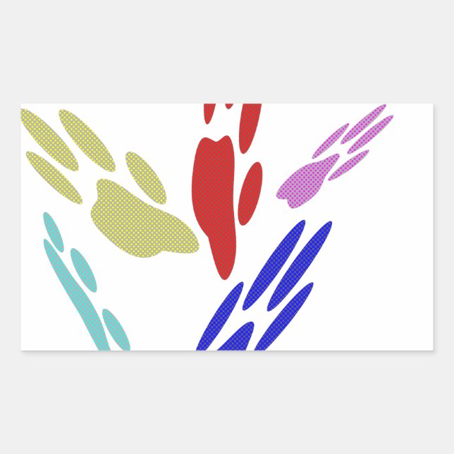 Dog Paw Prints With Polka Dots Rectangular Sticker (Front)