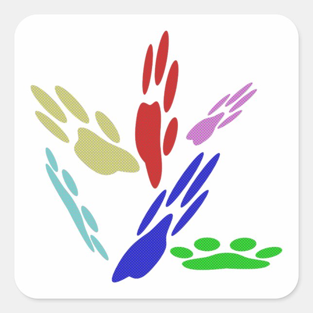 Dog Paw Prints With Polka Dots Square Sticker (Front)