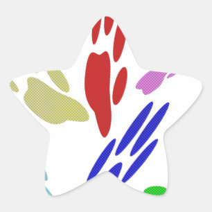 Dog Paw Prints With Polka Dots Star Sticker