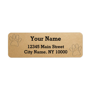 Dog Paw Prints With Simulated Embossing Effect Return Address Label