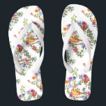 DOG PAW PRINTS YELLOW BIRD THONGS<br><div class="desc">DOG PAW PRINTS – colourful delicate flowers and butterflies painted using my dog’s paws dipped in non-toxic watercolor paints – share your love of dogs with family and friends, young and old, on any occasion, any celebration, any holiday. Make your personal Gift Giving with style and love. Be as original...</div>
