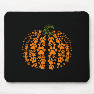 Dog Paw Pumpkin Pattern Halloween Orange Black Mouse Pad