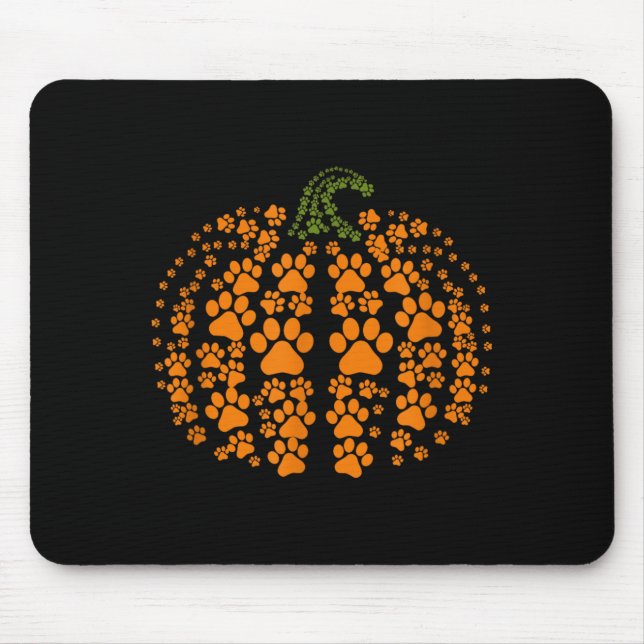 Dog Paw Pumpkin Pattern Halloween Orange Black Mouse Pad (Front)