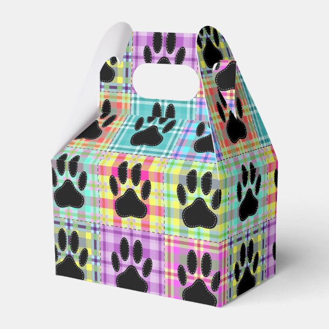 Dog Paw Quilt Pattern Print Custom Favour Box (Front Side)