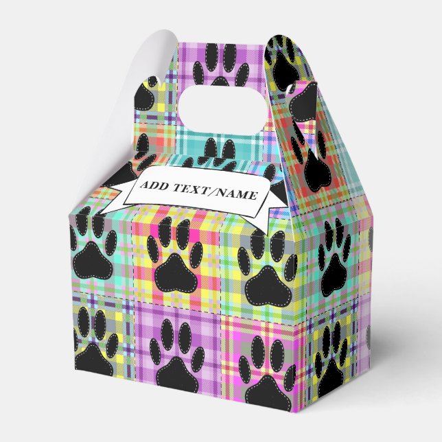 Dog Paw Quilt Pattern Print Custom Favour Box (Front Side)