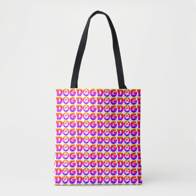 Dog Paw Rainbow Tote Bag (Front)