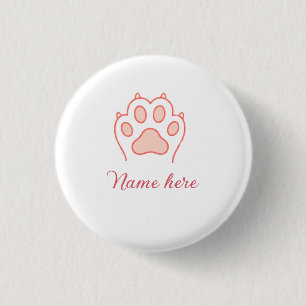 Dog paw red heart pet add name text animal paw 3 cm round badge