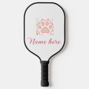 Dog paw red heart pet add name text animal paw pickleball paddle