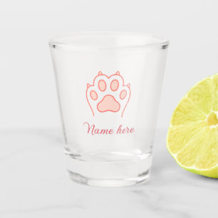 Dog paw red heart pet add name text animal paw shot glass