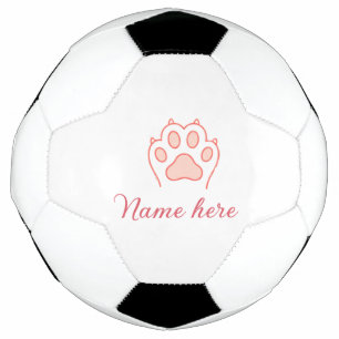 Dog paw red heart pet add name text animal paw soccer ball