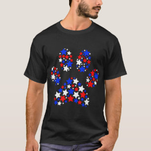 Dog Paw Red White Blue Stars 4th of July Dog Cat L T-Shirt