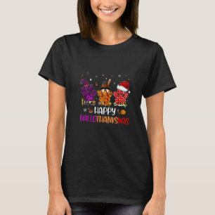 Dog Paw Santa Witch Hallothanksmas Halloween Givet T-Shirt