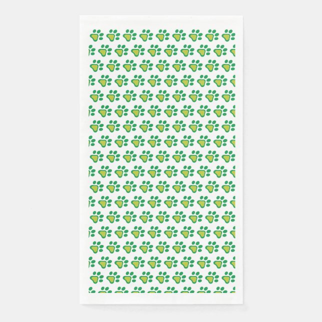 Dog Paw Shamrock Pattern | St. Patrick's Day Napkin (Front)