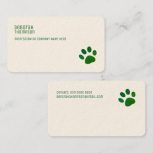 Dog Paw Simple Cream Paper  Business Card