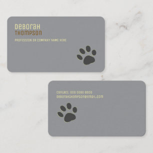 Dog Paw Simple Grey Business Card