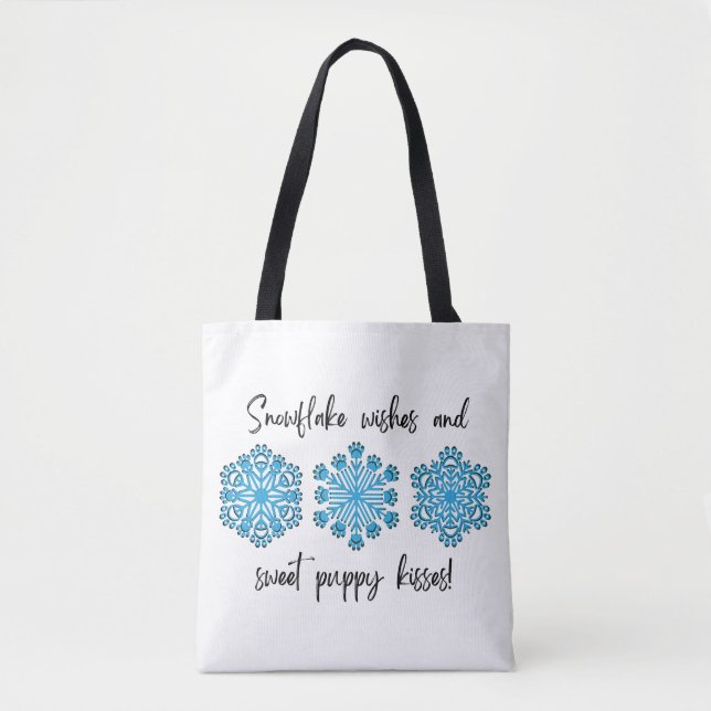Dog Paw Snowflake Kisses Tote Bag (Front)