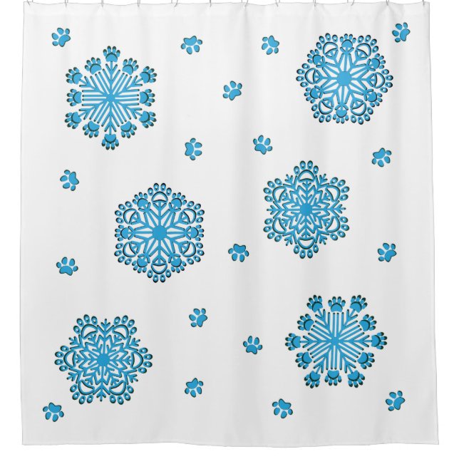 Dog Paw Snowflake  Shower Curtain (Front)