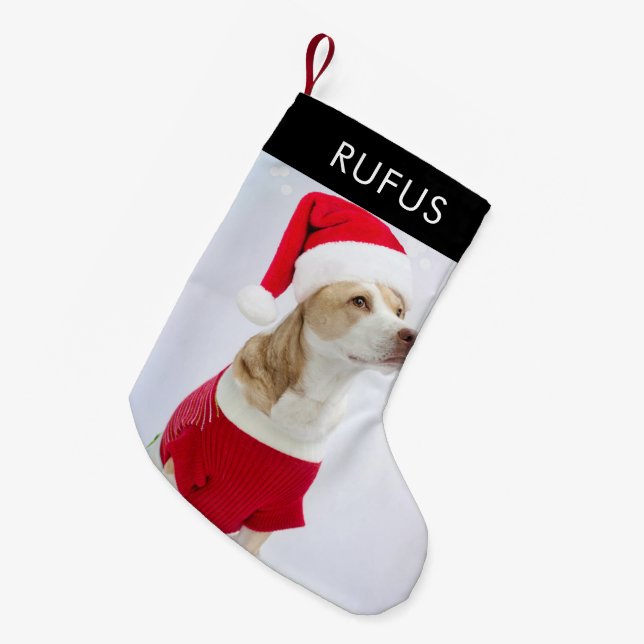 Dog Paw Themed Personalised Christmas Photo Small Christmas Stocking (Front (Hanging))