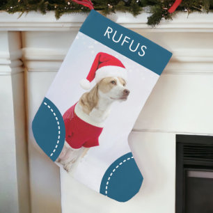 Dog Paw Themed Personalised Christmas Photo Small Christmas Stocking