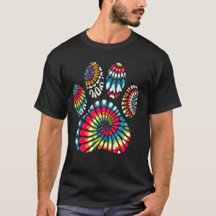 Dog Paw Tie Dye Colourful Pet Mum Dad Lover Fur Ma T-Shirt