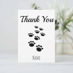 Dog Paw Tracks Editable Thank You Card