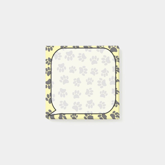 Dog Paw Tracks Speech Bubble Post-it Notes (Front)