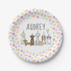 Dog Paw-ty Personalized Pastel Hexagon   Paper Plate