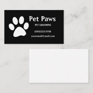 Dog Paw White Black Pet Grooming Service    Busine Business Card