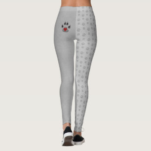 Dog Paw with Grey and Heart Paw Accent Leggings