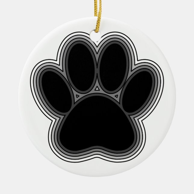 Dog Paw With Outlines Ceramic Tree Decoration (Front)